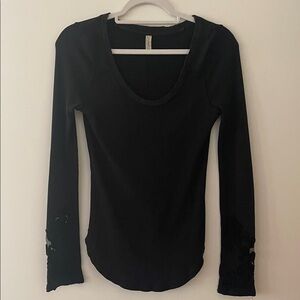 Free People Black Long Sleeve Tee